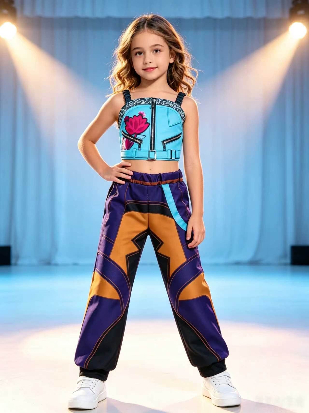 Kids stylish two-piece costume set for party performance & role playing