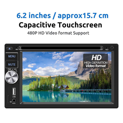 ESSGOO Universal Double 2 Din 6.2" Car Stereo Radio CD DVD Multimedia Video MP5 Player Wireless Carplay & Android Auto USB BT