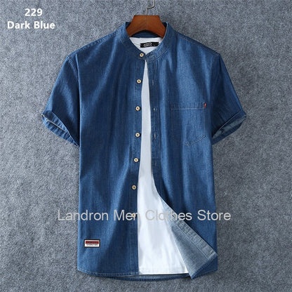 Denim Shirts Men Cotton Short Sleeve Summer Casual Jeans PLus Size 5XL 6XL 7XL Big Thin Boys Loose Blouse 8XL Man Male Camisa