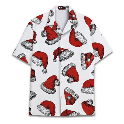 Christmas Hat Animal Graphic Blouse Santa Hawaiian Shirt Men Women Youth, Funny Raccoon Cat Shirts Holiday Aloha Xmas Outfit