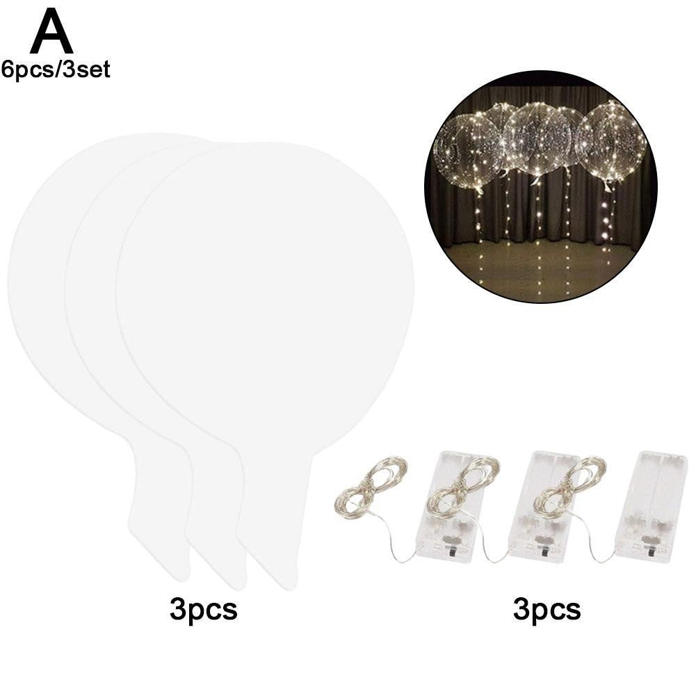 3set Transparent Led Balloons Light Up Balloons With Light Strap Bobo Balloons For Party Birthday Anniversary Wedding Decoration