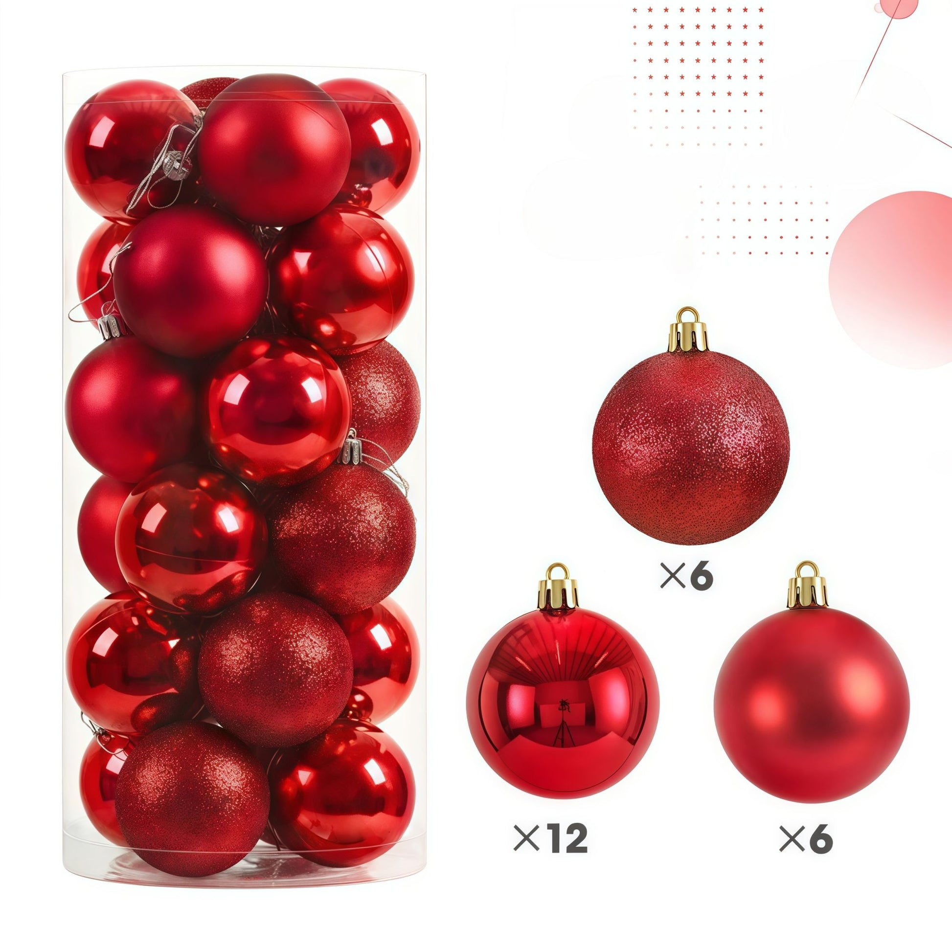 3/4cm Christmas Ball Hanging Christmas Tree Ornament for Home Indoor Decor New Year 2026 Navidad DIY Christmas Decoration Gifts