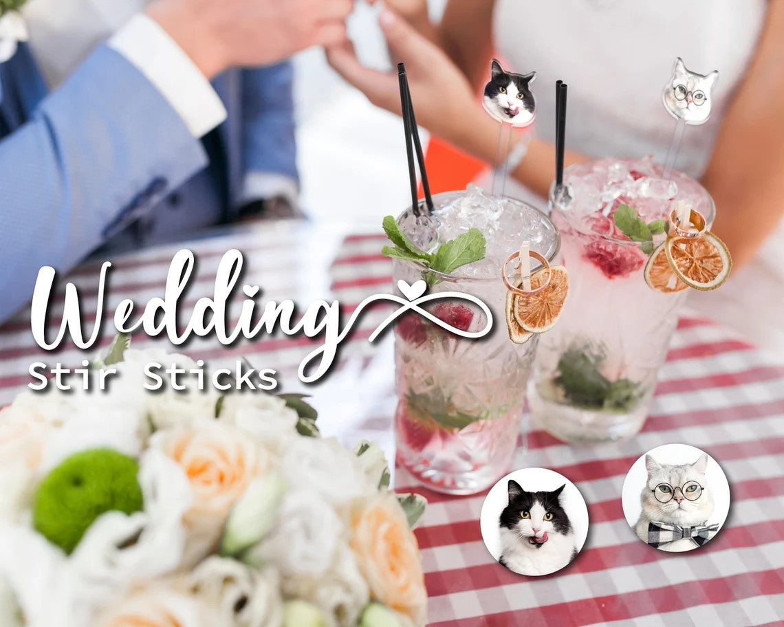 Wedding Cocktail Stirrer Custom Pet Drink Stir Baptism souvenir Acrylic Party Drink Stirs Personalized Pet Cocktail Stirrers