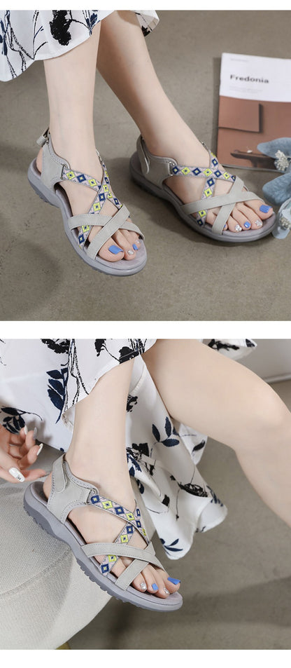 Comfortable Wear-Resistant Flat Shoes New Versatile Fashionable Women's Light And Comfortable Sandals Breathable Ethnic Style