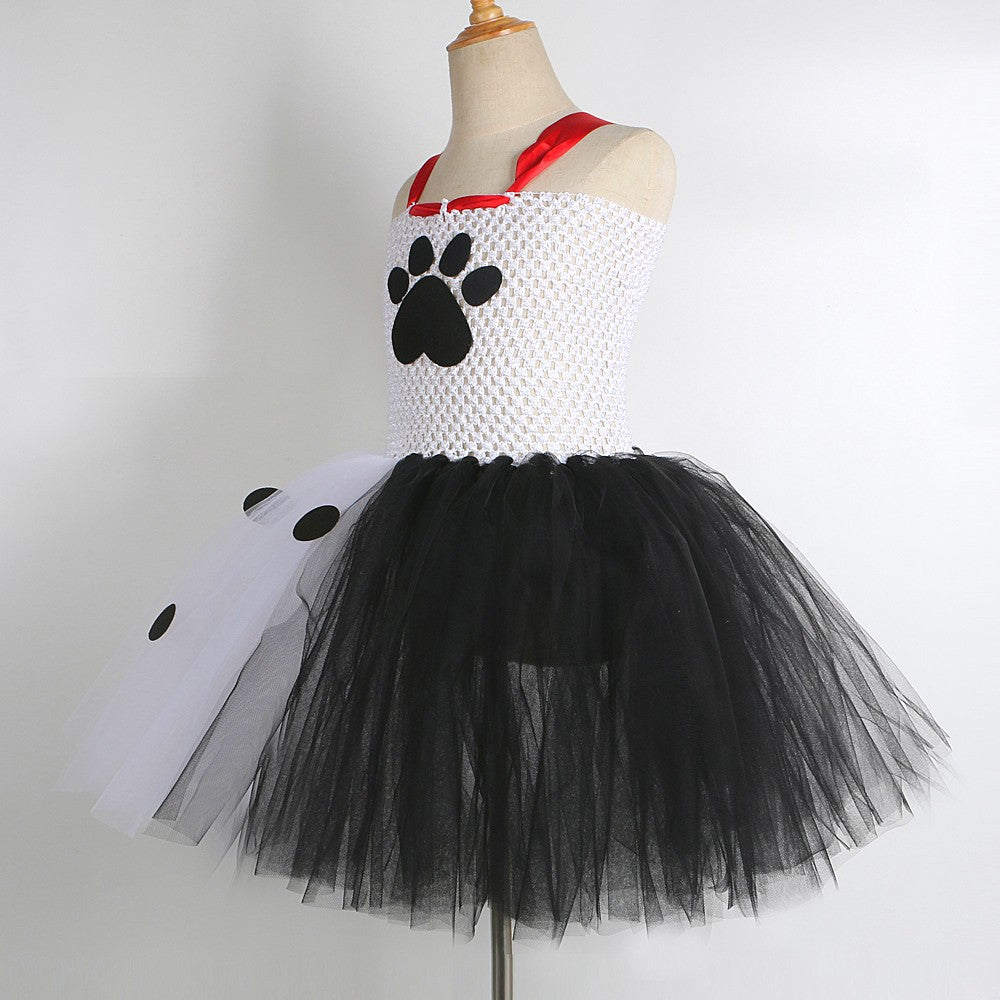 Dalmatians Dog Tutu Dress for Baby Girls White Black Spotted Dog Halloween Costumes Kids Puppy Outfits Children Animal Clothes