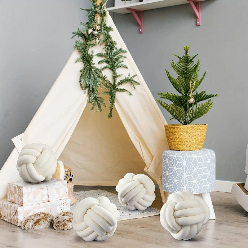 Woven Knotted Ball Pillow Gaming Chair Back Stuffed Cushion Cute Plush Throw Pillow Sofa Decorative Cushion Home Accessories