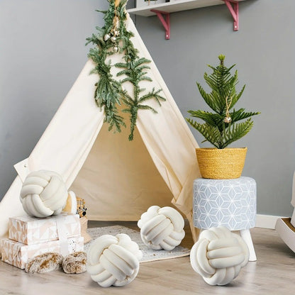 Woven Knotted Ball Pillow Gaming Chair Back Stuffed Cushion Cute Plush Throw Pillow Sofa Decorative Cushion Home Accessories