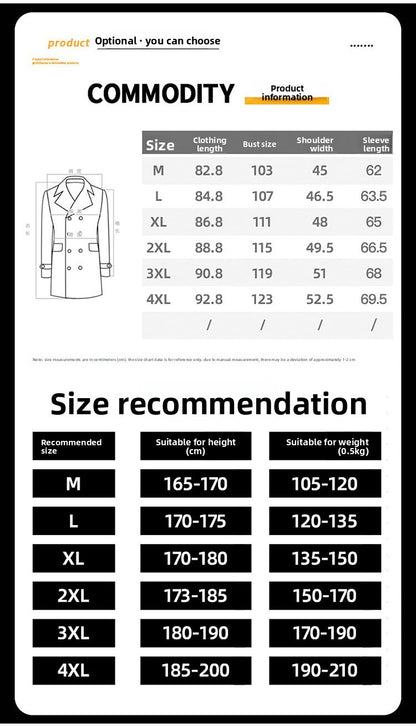 COMXZ 2025 Winter Woolen Trench Coat Men Retro Thick Cashmere Coat Korean Street Man Clothes Lightw Luxury Wool Blends Overcoat