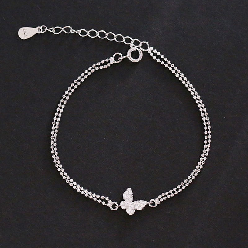 Pulseira de Luxo Coração Vazado Prata 925 Zircônia para Mulheres Joias de Festa Presentes de Moda Coreana Doce e Estilosa