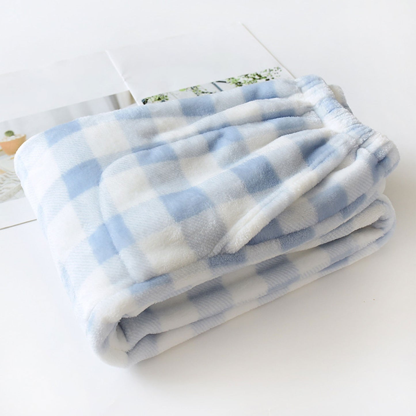 Women Pajama Pants Yoga Pants Elastic Waist Fuzzy Fleece Plaid Bottoms Soft Lounge Sleepwear With Pockets Plush Pajamas Pants