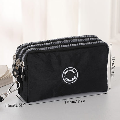 New long women's clutch, three-layer zipper, large-capacity coin purse