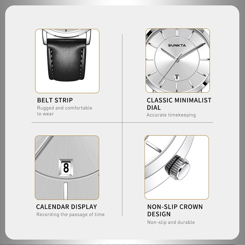 LIGE Sunkta Man Watch Fashion Luxury Waterproof Ultra Thin Date Casual Clock Leather Classic Quartz Watches for Men Reloj Hombre