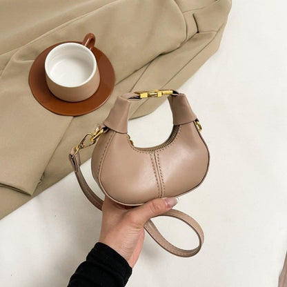 Simple Y2K Pu Leather Handbag Solid Color Minimalist Style Crossbody Bag Coin Purses Half-moon Crescent Bag Ladies