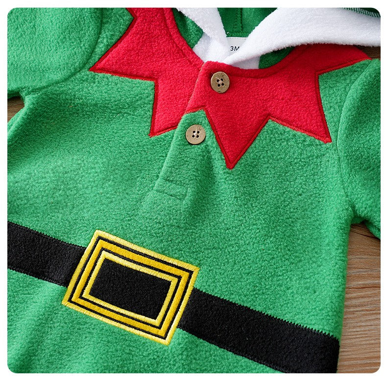 Christmas Newborn Clothes Cute Green Elf Soft 0-18 Boys And Girls Spring And Autumn Long Sleeved Baby Triangle Jumpsuit+Socks