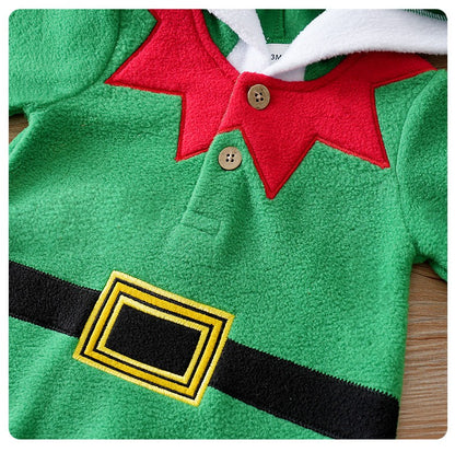 Christmas Newborn Clothes Cute Green Elf Soft 0-18 Boys And Girls Spring And Autumn Long Sleeved Baby Triangle Jumpsuit+Socks