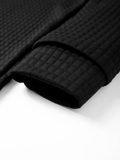 Autumn Knitted Jacquard Grid Polo Pullover Men Solid Color Casual Long Sleeved Sweatshirts Male Daily Warm Turtleneck Streetwear