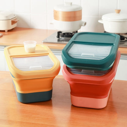 Recipiente Dobrável para Ração de Cães e Gatos de 6/15 Litros, Caixa para Ração Seca de Gatos com Tampas, Recipientes Herméticos para Armazenamento de Grãos e Arroz de Cozinha