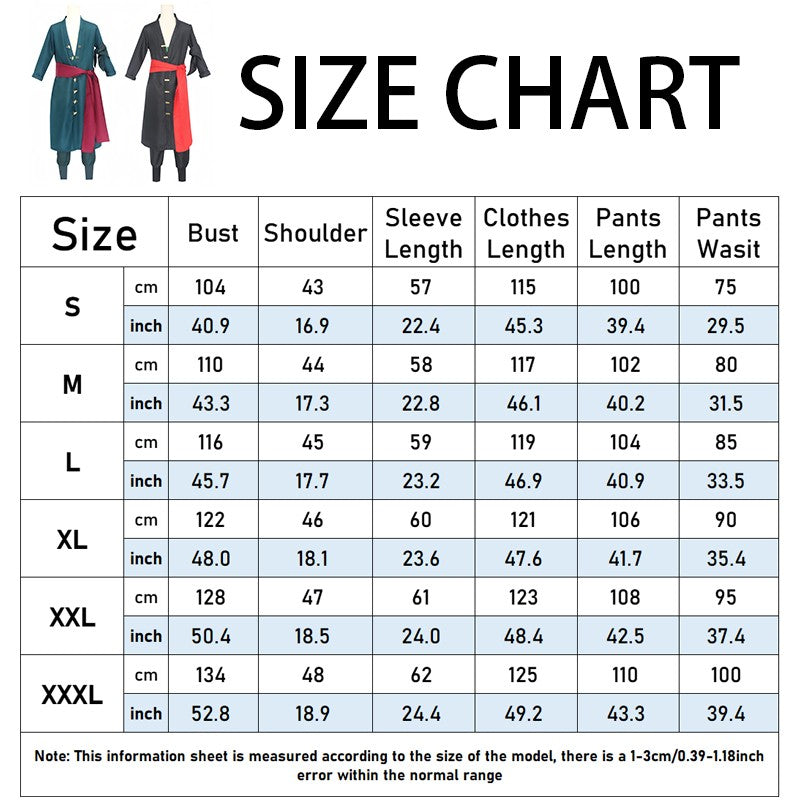 Fantasia Wano Country Roronoa Of Zoro Cosplay Kimono Anime Pirate Disfraz Costume Men Male Halloween Carnival Party Clothes