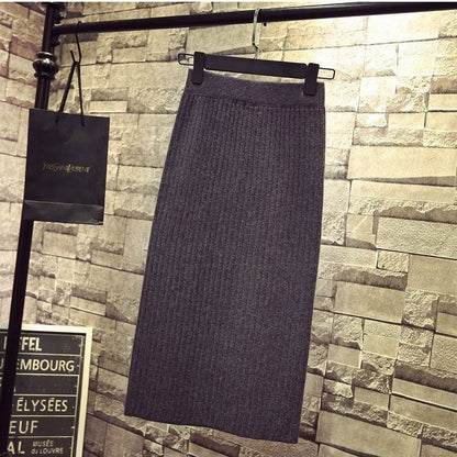 Bodycon Vintage Knit Long Skirt Womens Pencil Fall Winter Skirts Black Streetwear High Waist Harajuku Clothes Wrap Skirt