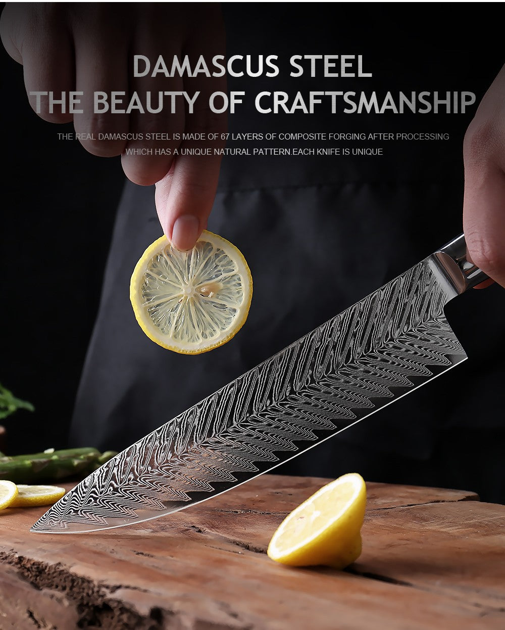 Conjunto de Facas de Cozinha XITUO Luxury Damascus Japonesas Chef Santoku Faca Cutelo Descascar Faca de Pão Cabo de Resina Sintética Destaque