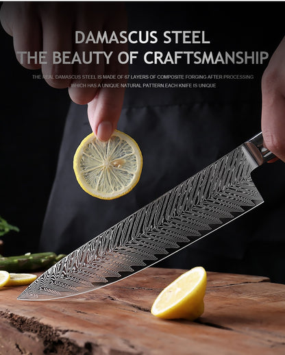 Conjunto de Facas de Cozinha XITUO Luxury Damascus Japonesas Chef Santoku Faca Cutelo Descascar Faca de Pão Cabo de Resina Sintética Destaque