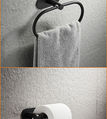 Towel Bar for Bathroom No Drilling Stainless Steel Black Bathroom Accessories Sets Toilet Tissue Roll Paper Holder Towel Rack
