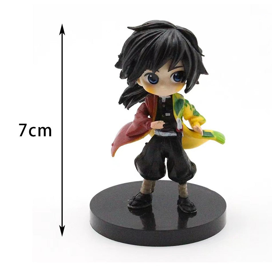 6 unidades Anime Demon Slayer Boneco Nezuko Tanjirou Zenitsu Inosuke Kyoujurou Giyuu Kawaii Qposket Boneco PVC Modelo Brinquedo Presente Colecionável