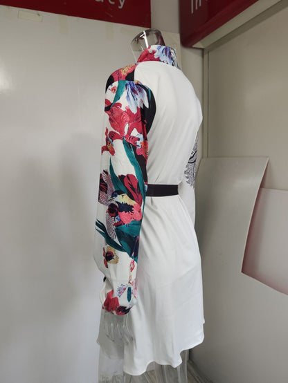 Autumn Winter  Womens Dresses V-neck Wrap Up Dress for Women Woman Clothing Korean Version long sleeve Loose Elegant dress Skirt