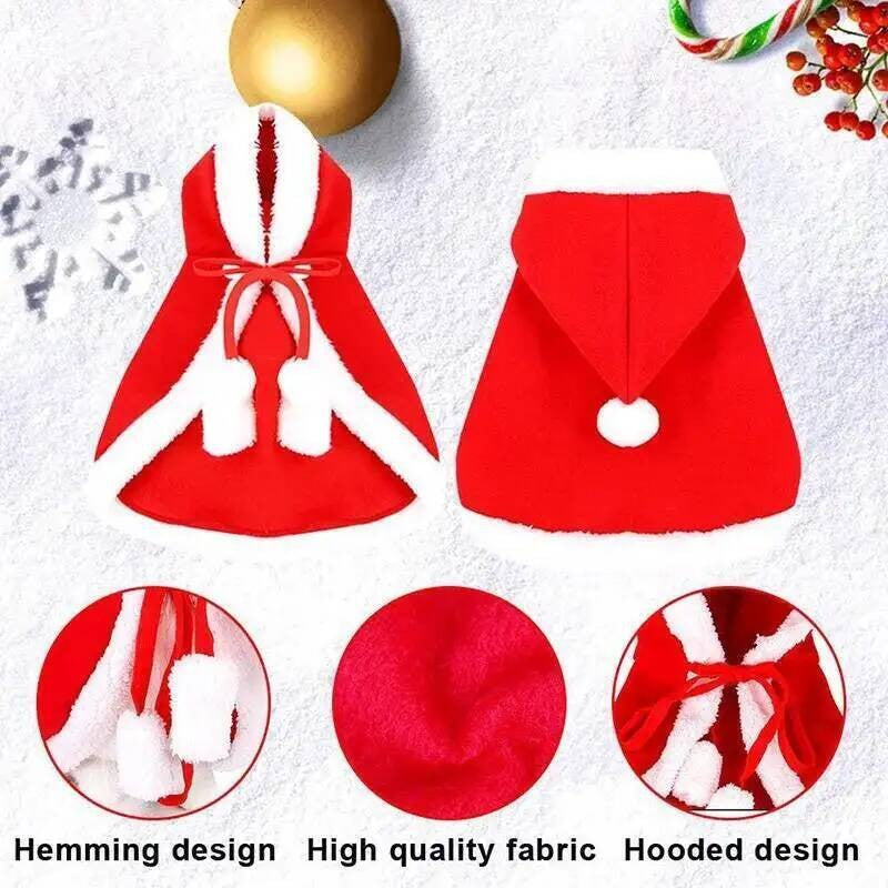 Fantasia de Natal para Gato Papai Noel Cosplay Engraçado Transforma Gato Cachorro de Estimação Capa de Natal Roupa de Inverno para Vestir Cachecol Vermelho Manto Adereços Decoração