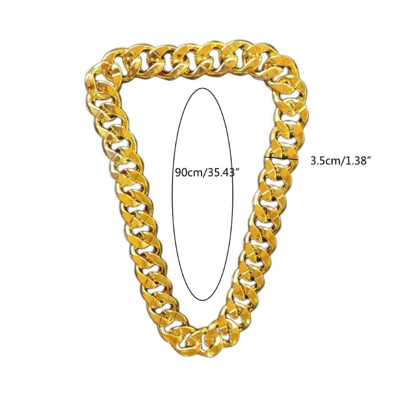 Hip Hop Gold Color Big Acrylic Chunky Chain Necklace For Men Punk Oversized Large Plastic Link Chain Men's Jewelry