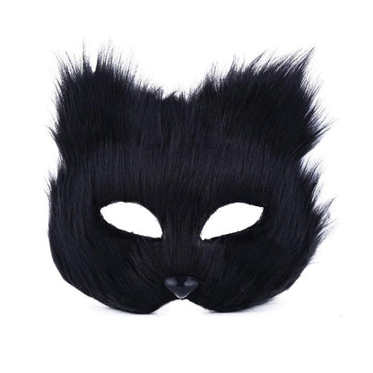 Halloween Fox Shape Half Face Eye Mask Sexy Imitation Cat Hair Animal Mask Christmas Carnival Party Cosplay Costume Props Masque