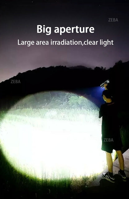 Super Powerful LED Flashlight 1000000LM High Power Torch Strong Light 800W Led Flash Light Rechargeable Hunting Tactical Lantern