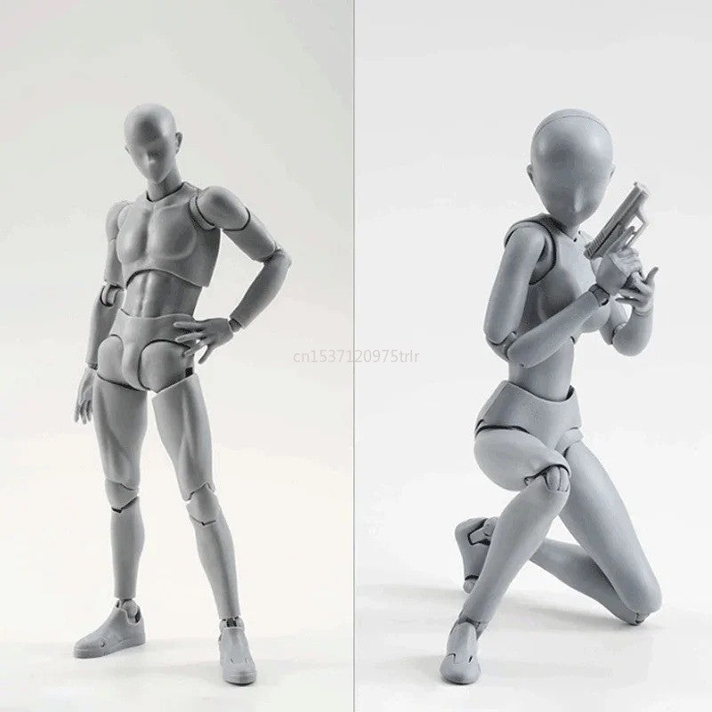 15cm Boneco Colecionável Multiarticulado SHFiguarts BODY KUN / BODY CHAN Versão Cores Cinza/Laranja Figura de Ação em PVC Brinquedos Modelo Colecionáveis