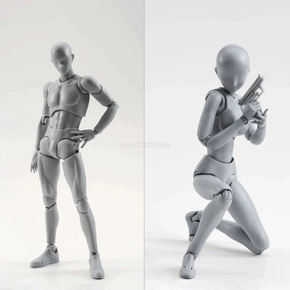 15cm Boneco Colecionável Multiarticulado SHFiguarts BODY KUN / BODY CHAN Versão Cores Cinza/Laranja Figura de Ação em PVC Brinquedos Modelo Colecionáveis