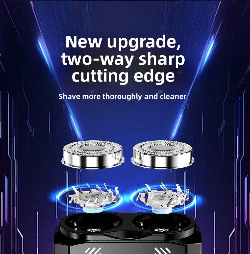 Powerful Dual Blade Mini Electric Smart Shaver Digital Display Beard Trimmer Tool 36Db Household& Car