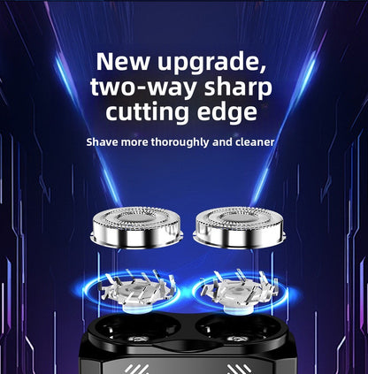 Powerful Dual Blade Mini Electric Smart Shaver Digital Display Beard Trimmer Tool 36Db Household& Car