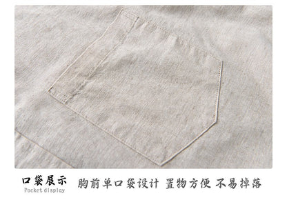 Men's Cotton-Linen Long Sleeve Shirt – Lightweight, Breathable, Vintage-Inspired Business Casual Shirt for Spring/Summer Fashion