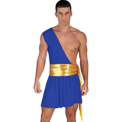 Mens Roman Toga Costume Ancient Greek Gods Senator Emperor Robe Uniform Halloween Party Cosplay Role Play Fancy Dress
