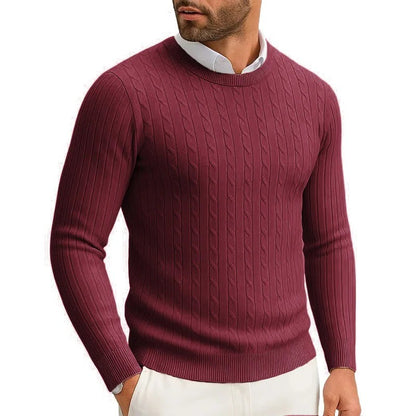 Men's Crewneck Knitted Pullover Sweater Fit Long Sleeve Casual Sweaters Winter Warm Twist Patterned Cable Work Jumper