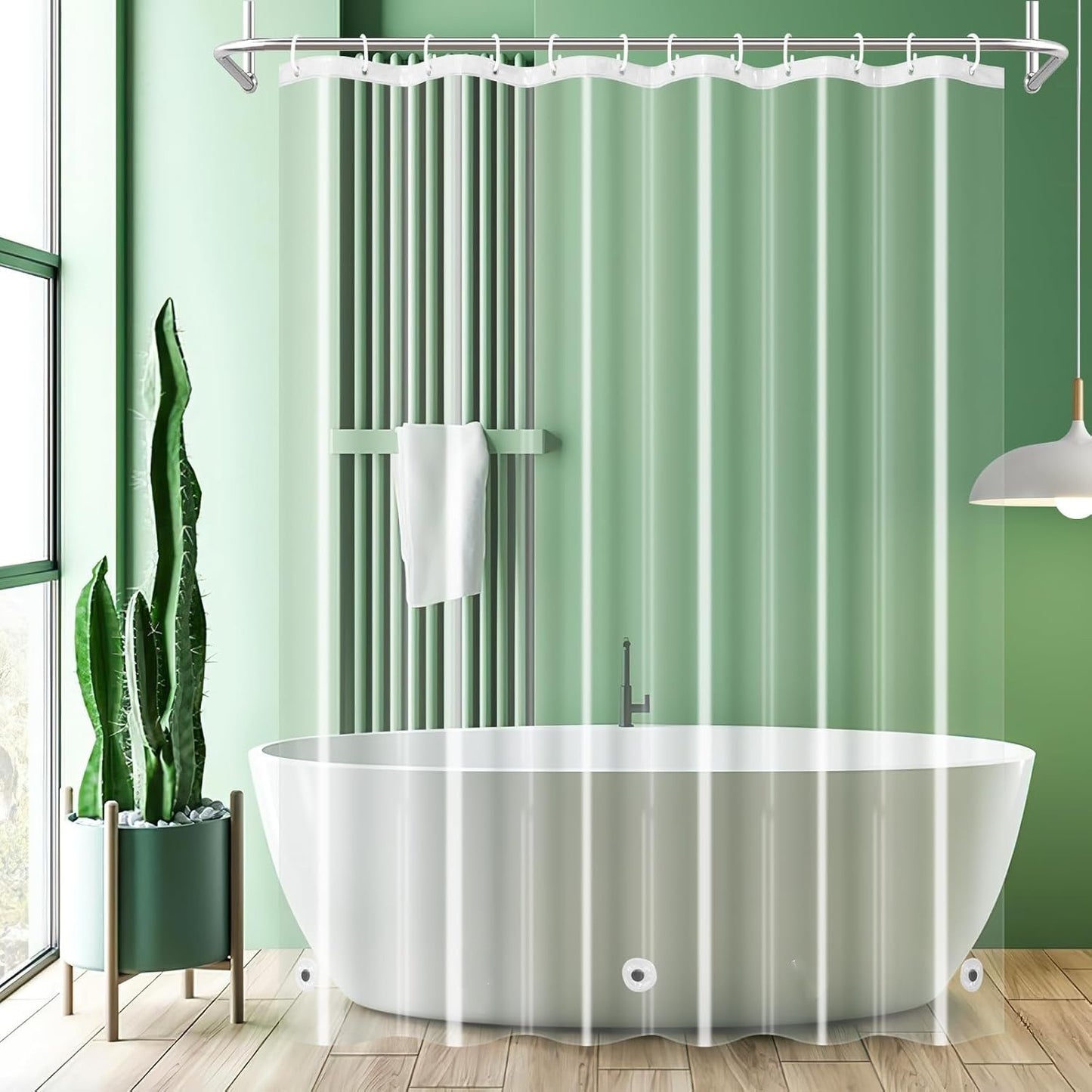 1pc White Lightweight Shower Curtain Liner with Magnets & Metal Grommets, Plastic Bath Curtain Bathroom Decor & Accessories