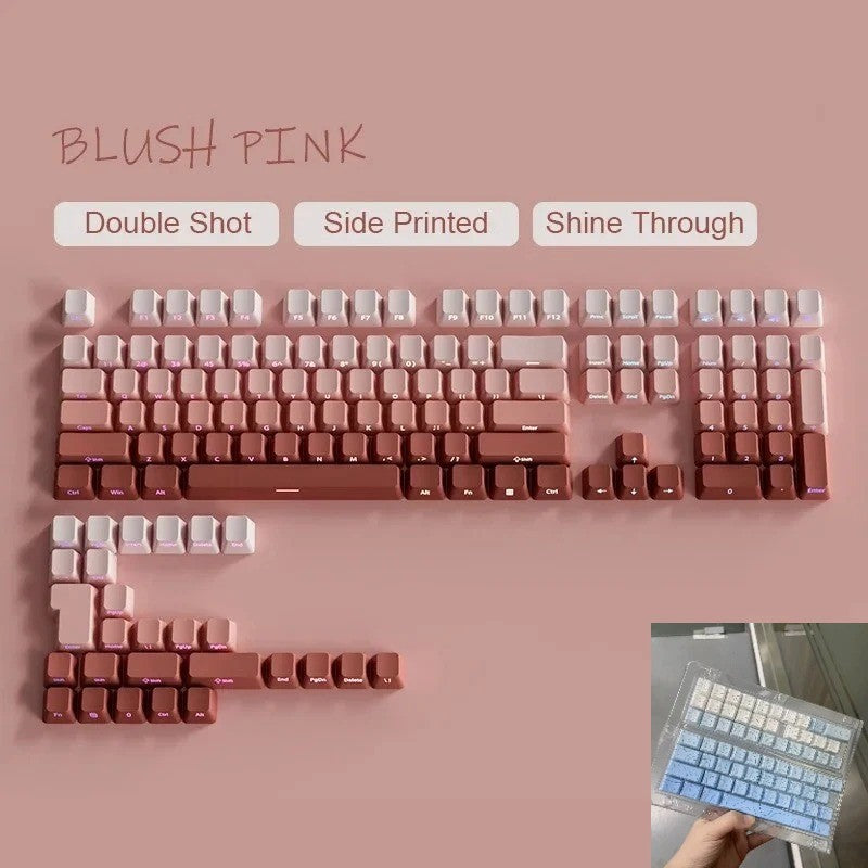 Novas Teclas 133 Gradiente Verde Shine Through Keycaps Impressão Lateral PBT Keycap Perfil Cherry Double Shot para Teclados Mecânicos