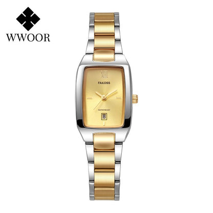 WWOOR Elegant Women's Watch Fashion Stainless Steel Waterproof Ladies Quartz Wristwatch Luxury Bracelet Watches Date Reloj mujer