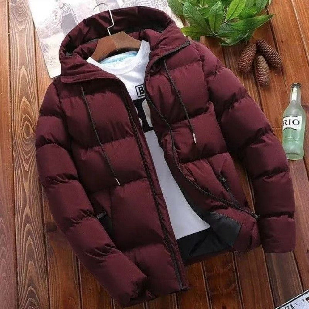 Men's Hooded Down Jacket, Short Thickened Warm Coat, Casual Versatile Winter Bread Coat