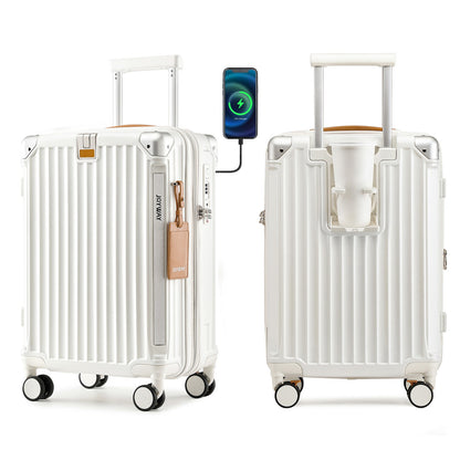 Conjuntos de Bagagem Joyway 3 Peças, Malas Expansíveis com Porta-Copos Inteligente e Porta USB, Malas Rígidas de Bordo e Despachadas com Cadeado TSA