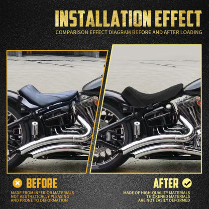 Assento Solo Dianteiro de Couro com Perfil Baixo e Costura em Diamante para Motocicleta Harley Softail Breakout FXBR Rocker FXCW 2008-2017