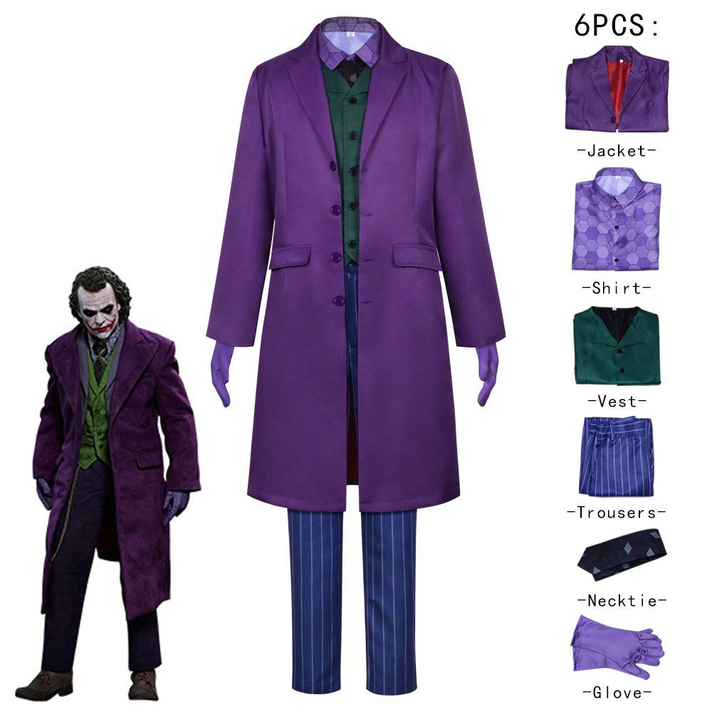 Men Clown Cosplay Costume Clown full set Coat Shirt Vest wig Tie Suit Outfits for Male Halloween Costumes