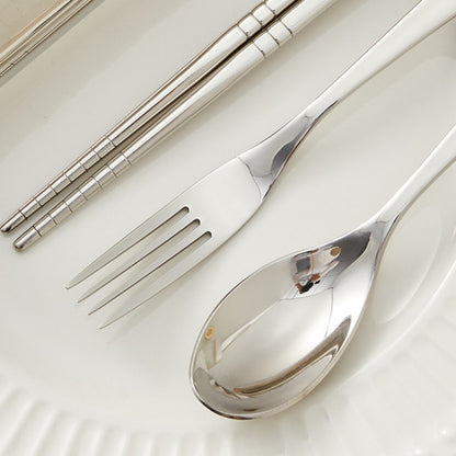 Portable Travel Utensils with Case, Reusable Camping Silverware for Lunch, Stainless Steel Fork Spoon Chopsticks Cutlery Set