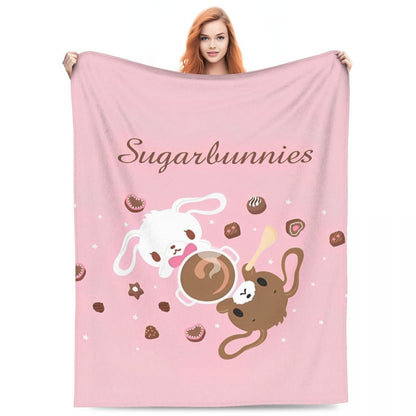 Sugarbunnies Sugar Rabbit Knitted Blanket Fleece Super Soft Throw Blankets for Outdoor Travel Bedroom Quilt
