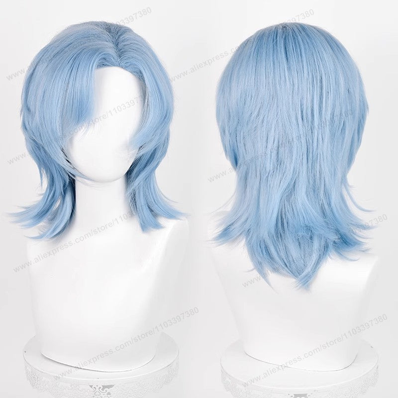 Anime 44cm Medium Basic Synthetic Side Part Hair Cosplay Wig Black White Red Silver Pink Blue Women Man Heat Resistant Hairs