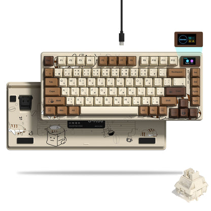 Teclado Gamer Mecânico Womier S-K80 75% com Display OLED Colorido Hot Swap Gasket Mount RGB Teclado Personalizado